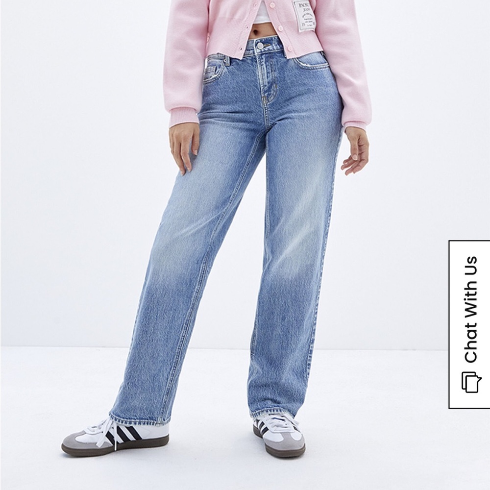 PacSun Jordyn Stretch Medium Indigo Low Rise Straight Leg Jeans NEVER WORN